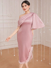 Modely Women'S One Shoulder Patchwork Hem Bodycon Dress